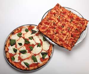 Brick oven (left) and Grandma's (right) pizza